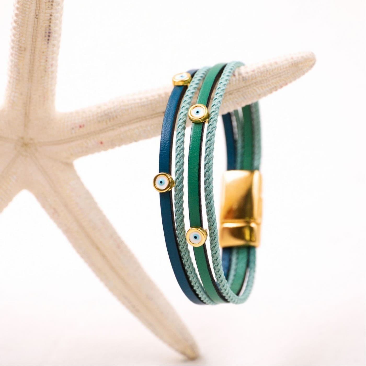 Evil Eyes Leather Bracelet — Bracelets from Toolittle
