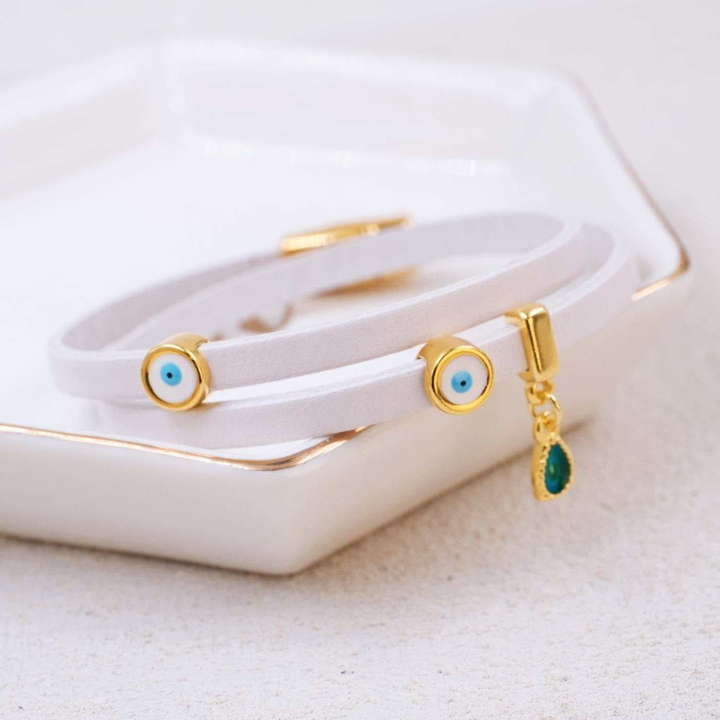 Evil Eye Double-wrapped Leather Bracelet — Bracelets from Toolittle