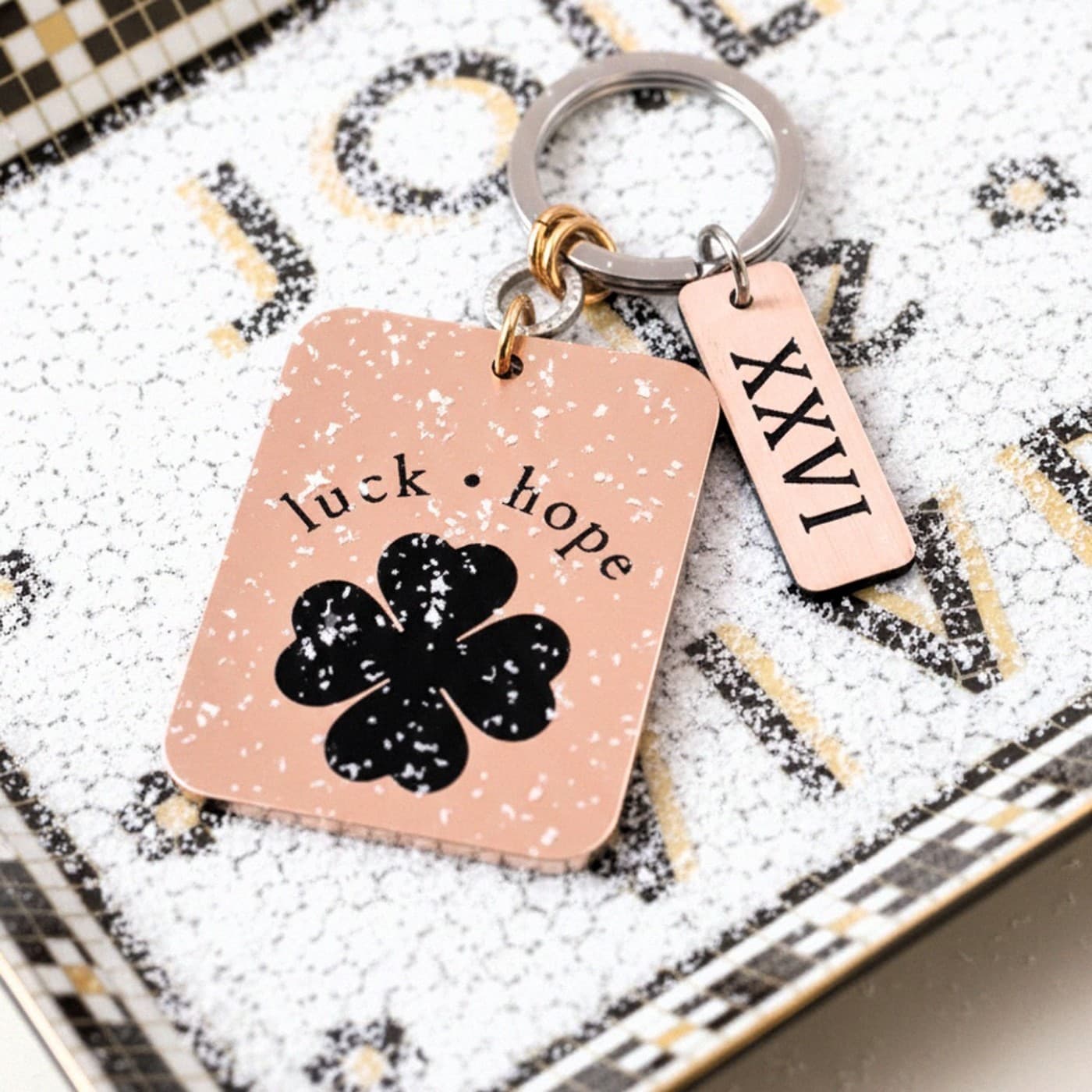 Women's 2026 Good Luck Keychain: Black Four Leaf Clover — Pendants & charms from Toolittle