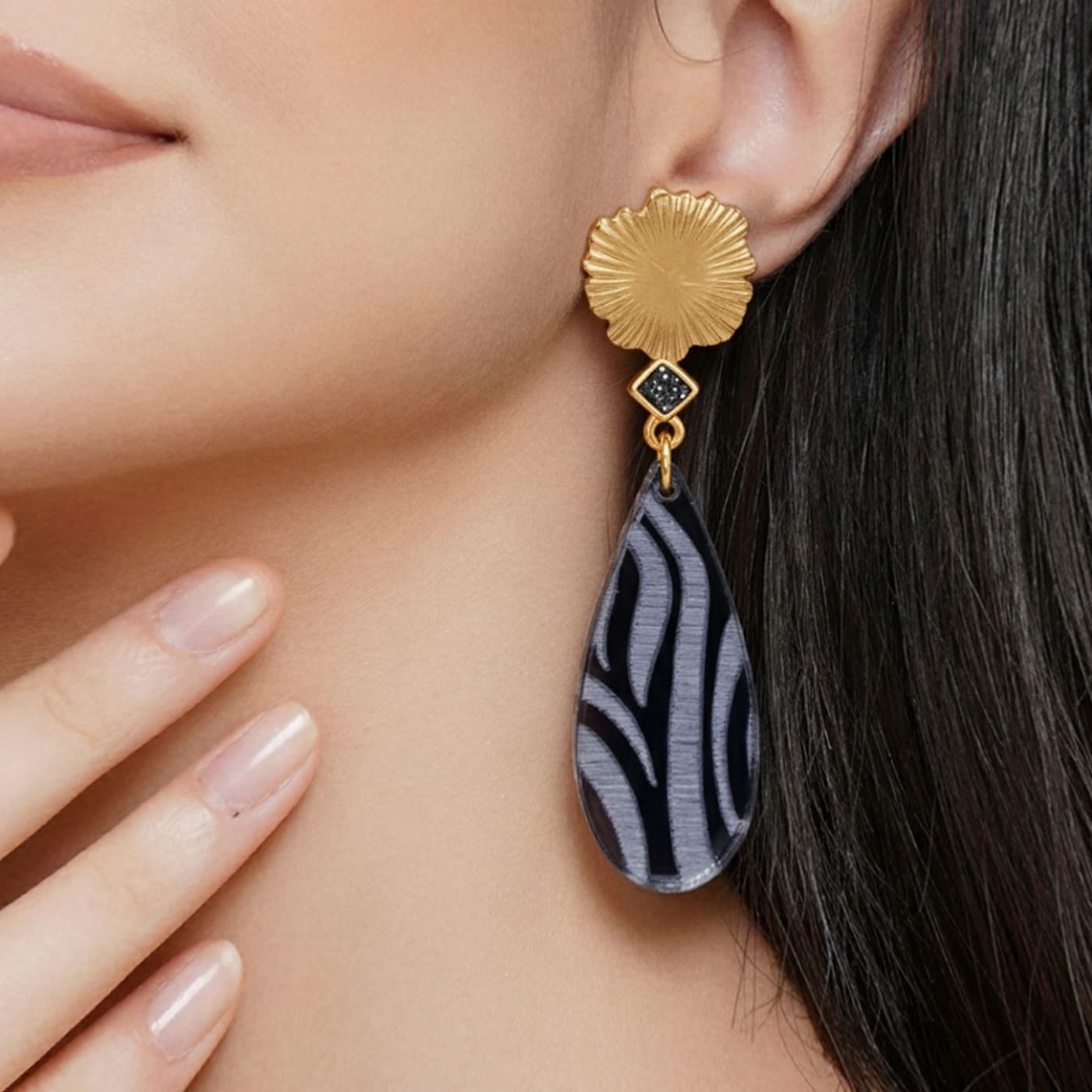 Steel Dangle Earrings - Animal Print & Enamel — Earrings from Toolittle