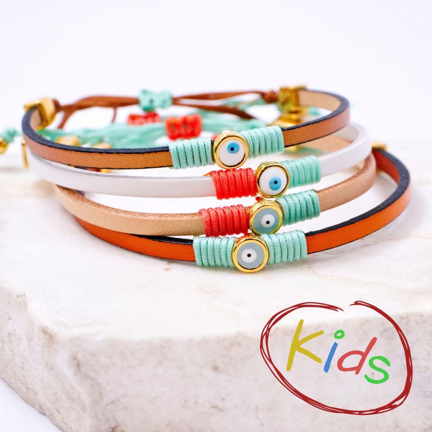 Evil Eye Leather Kids Bracelet — Bracelets from Toolittle