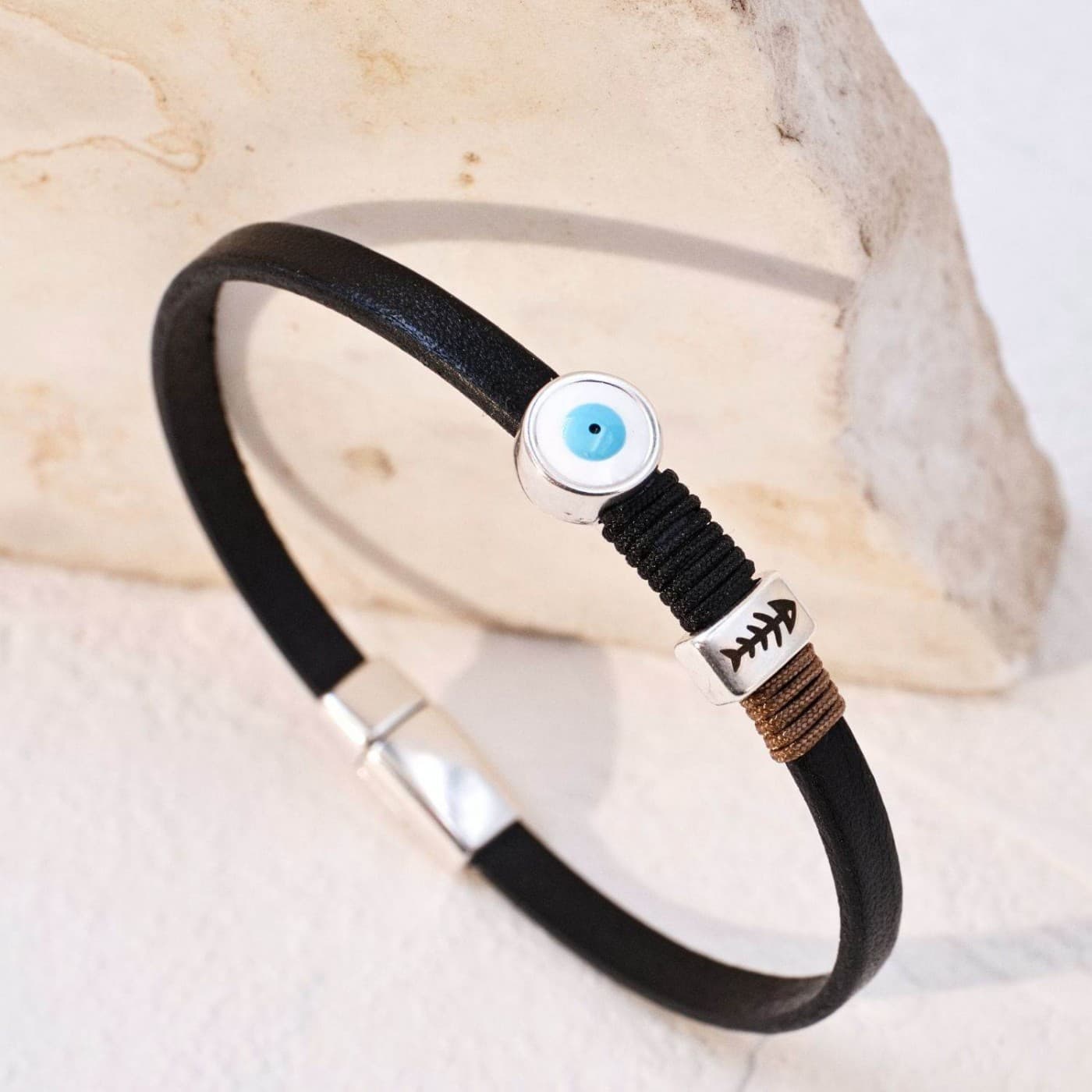 Evil Eye Leather Men's Bracelet — Bracelets from Toolittle