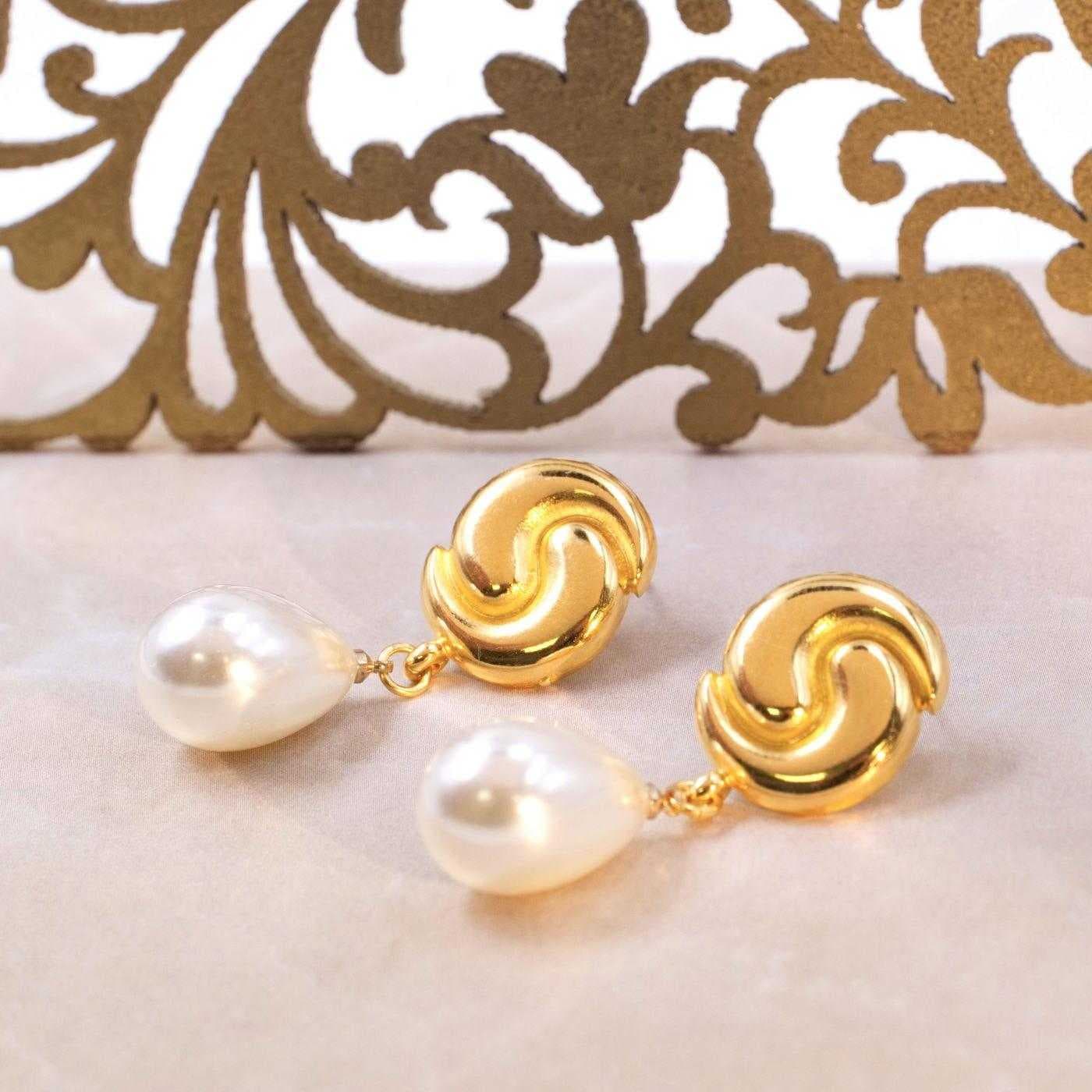 Gold-plated Earrings with Pearl — Earrings from Toolittle