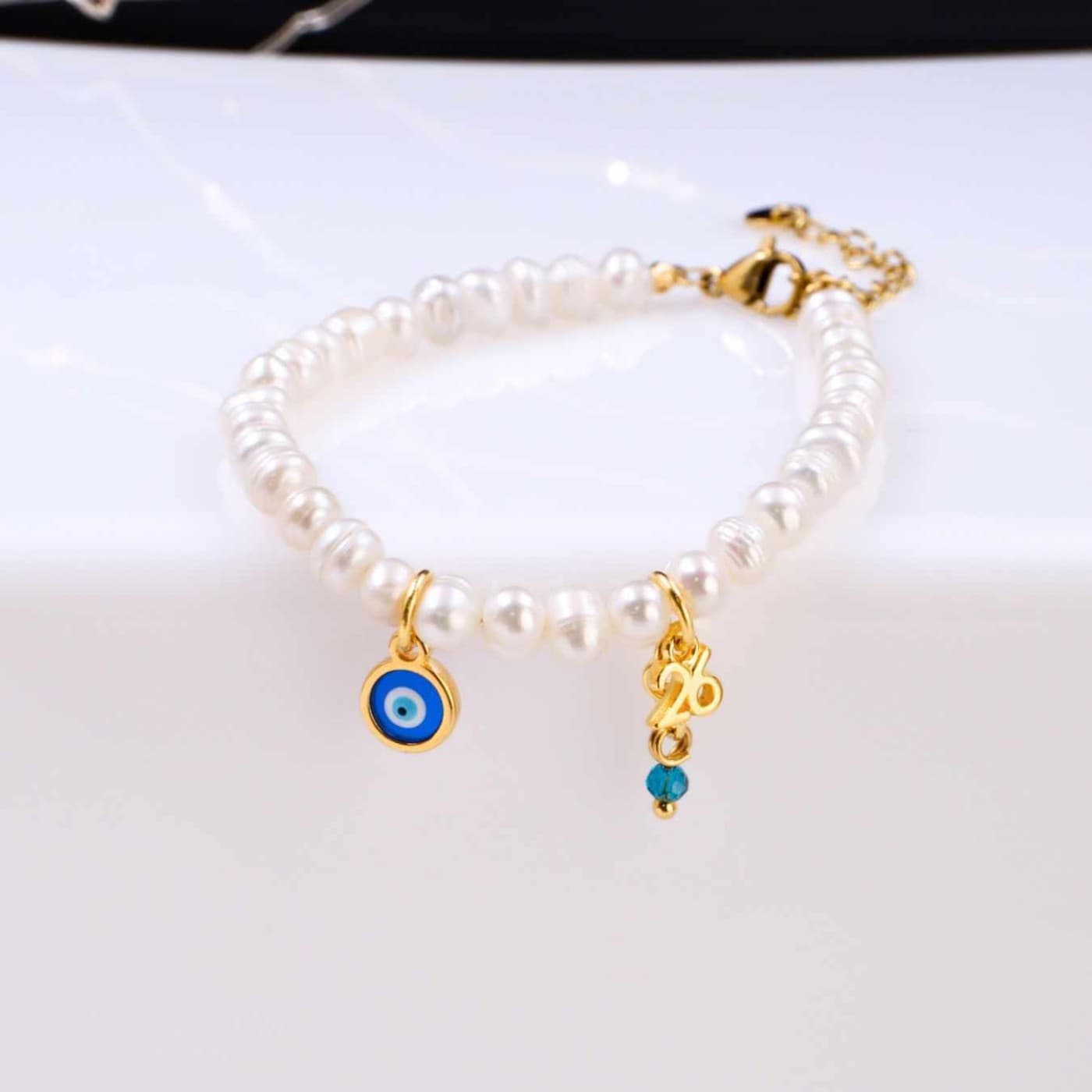 Lucky Bracelet - Fresh Water Pearls & Evil Eye — Pendants & charms from Toolittle