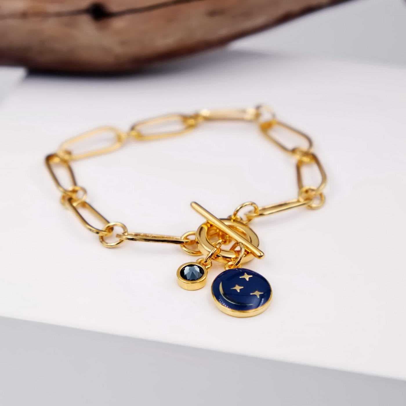 Chain bracelet with enamel and crystal — Bracelets from Toolittle