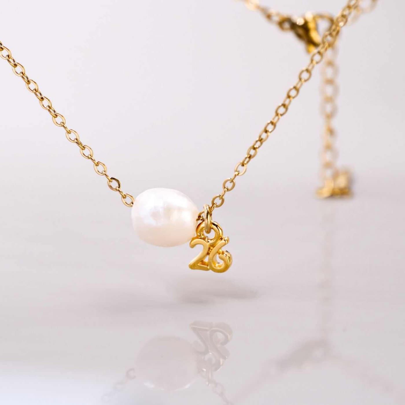 Lucky 2026 Necklace with Fresh Water Pearl — Pendants & charms from Toolittle