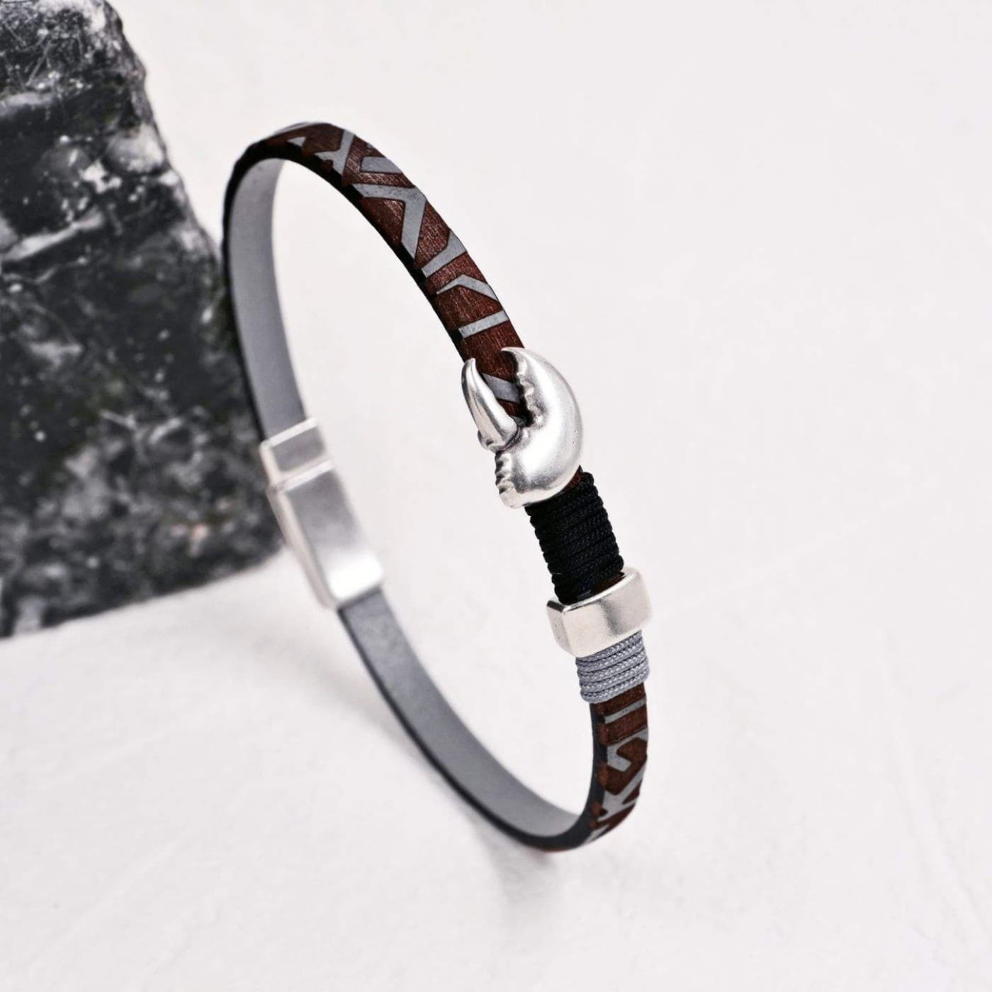 Crab Claw Men's Bracelet | Engraved Leather — Bracelets from Toolittle
