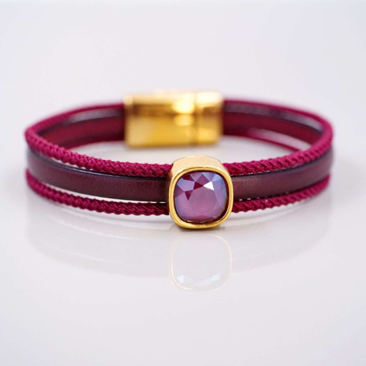 Bordeaux Crystal Leather Bracelet — Bracelets from Toolittle