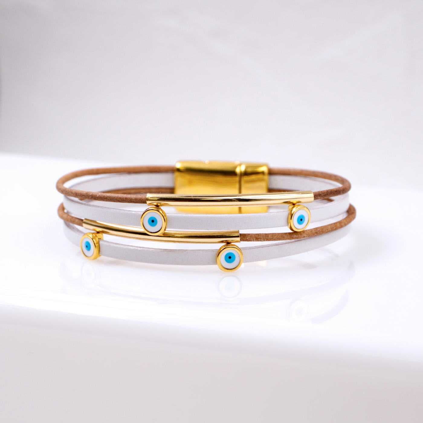 Tiny Evil Eyes Leather Bracelet — Bracelets from Toolittle