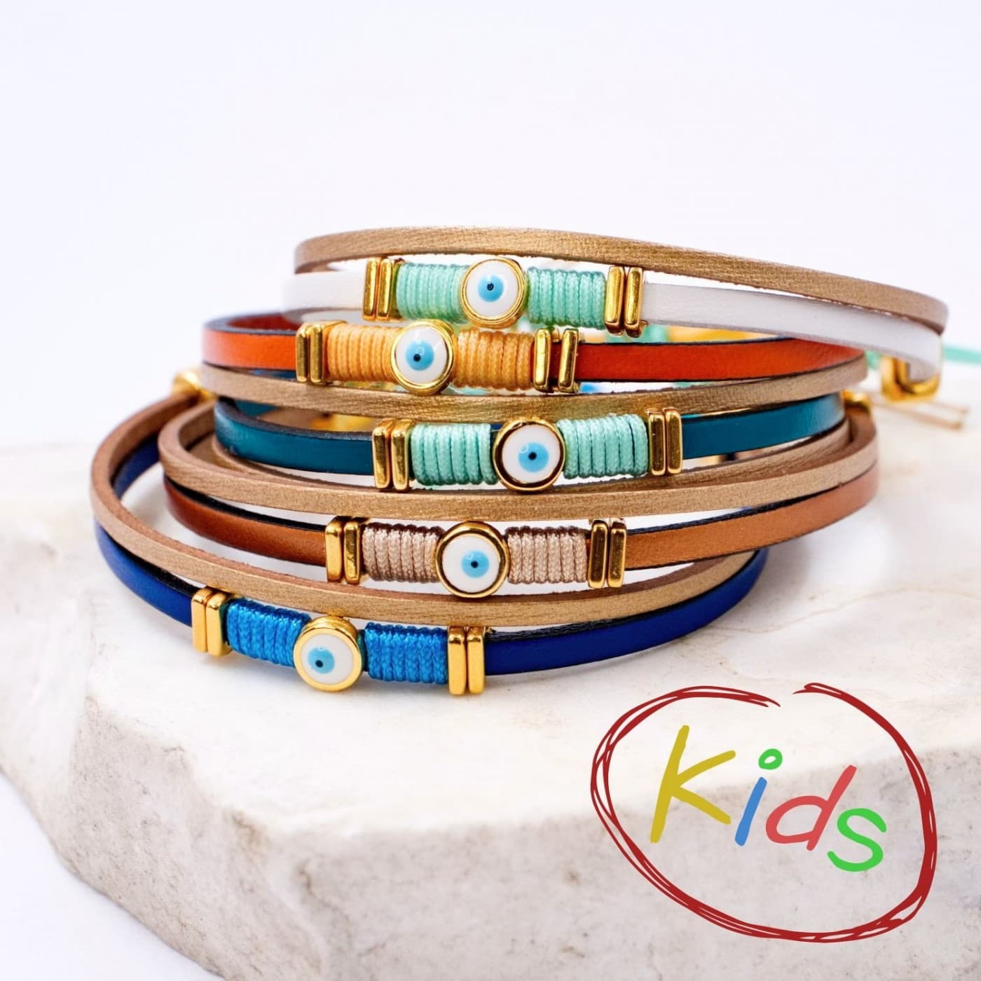 Evil Eye Leather Kids Bracelet — Bracelets from Toolittle