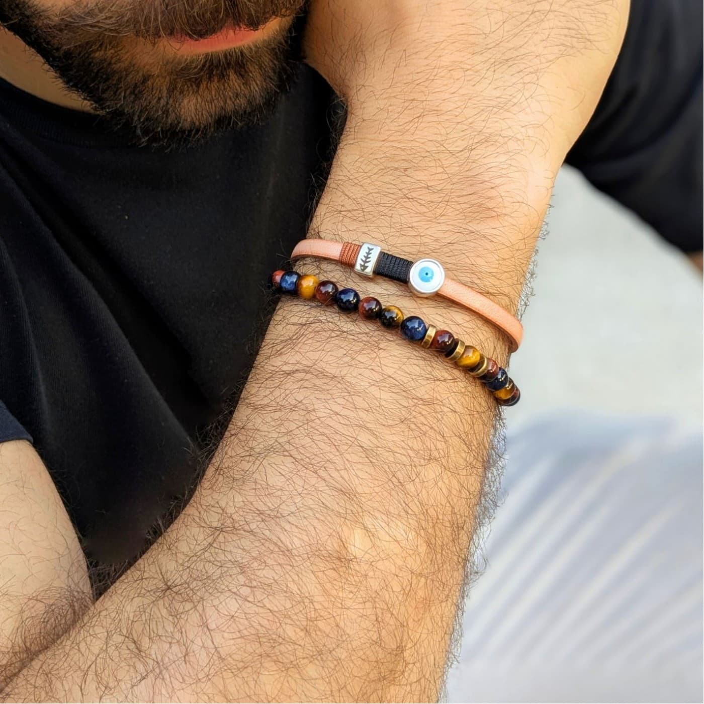 Evil Eye Leather Men's Bracelet — Bracelets from Toolittle