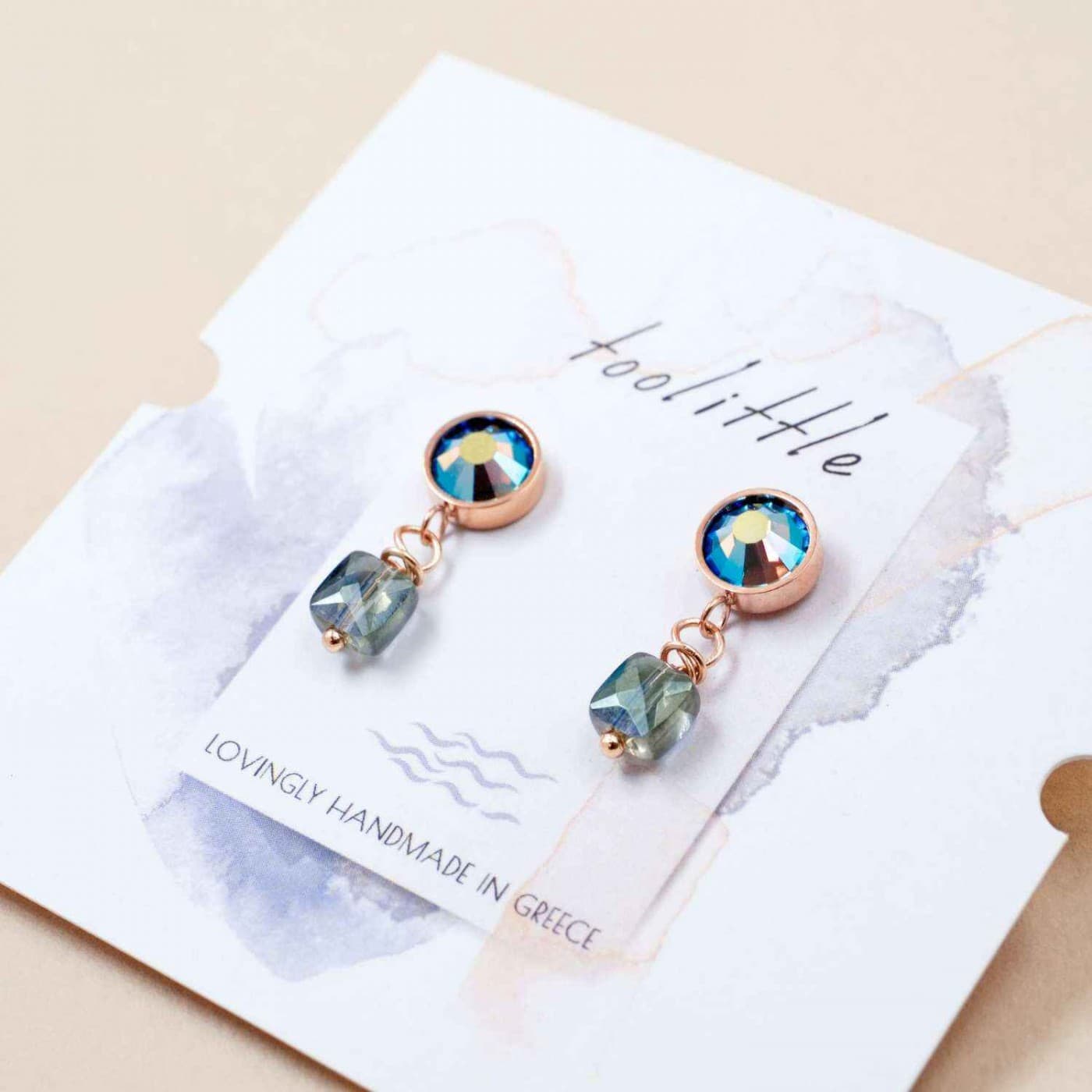 Stone Rose Gold-plated Inox Earrings — Earrings from Toolittle