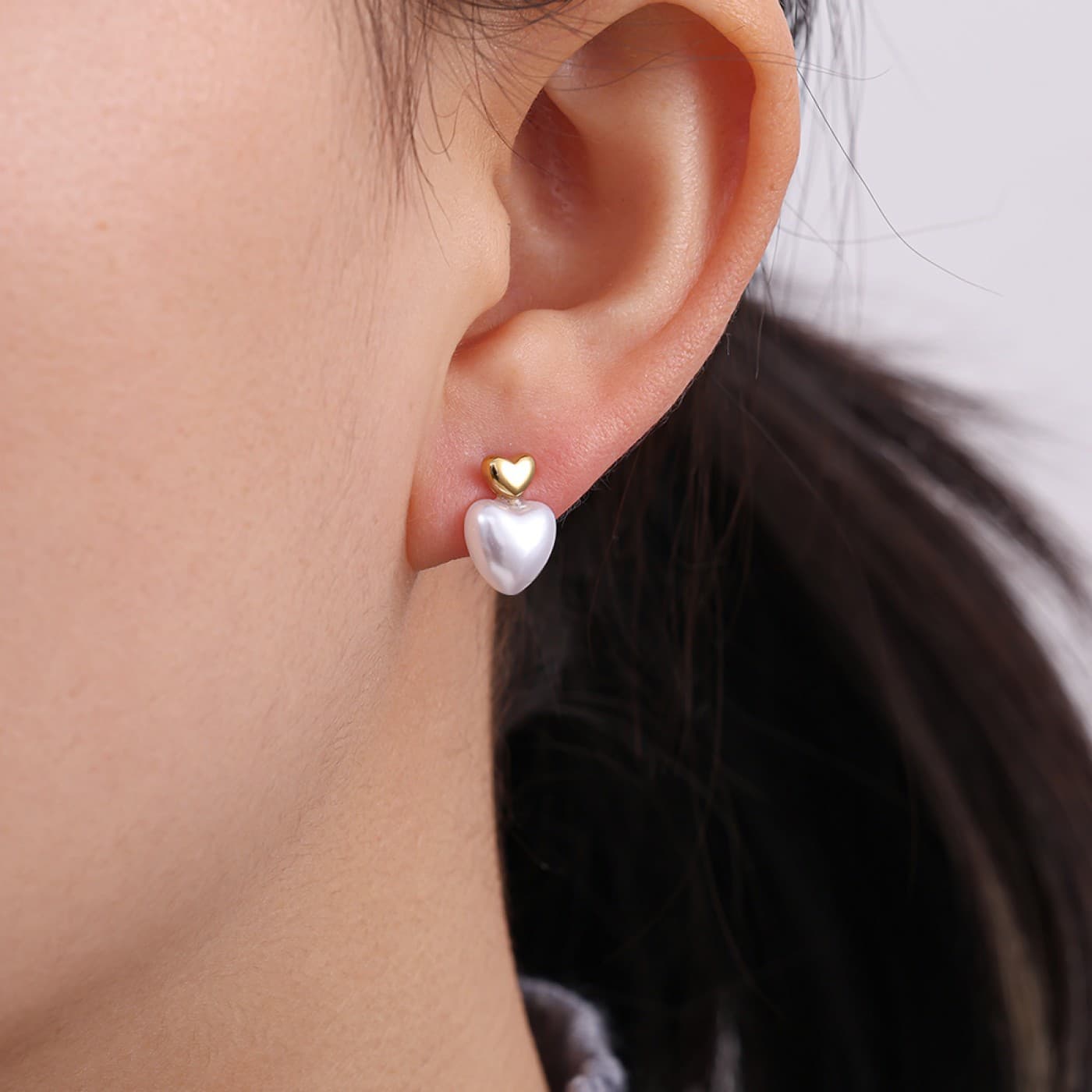 Stud Heart Errings| Stainless Steel & Pearl — Earrings from Toolittle