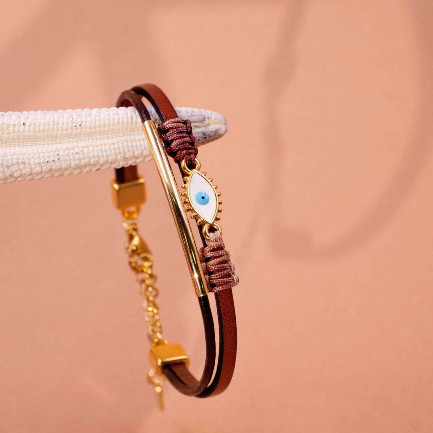 Leather Bracelet with Evil Eye — Bracelets from Toolittle