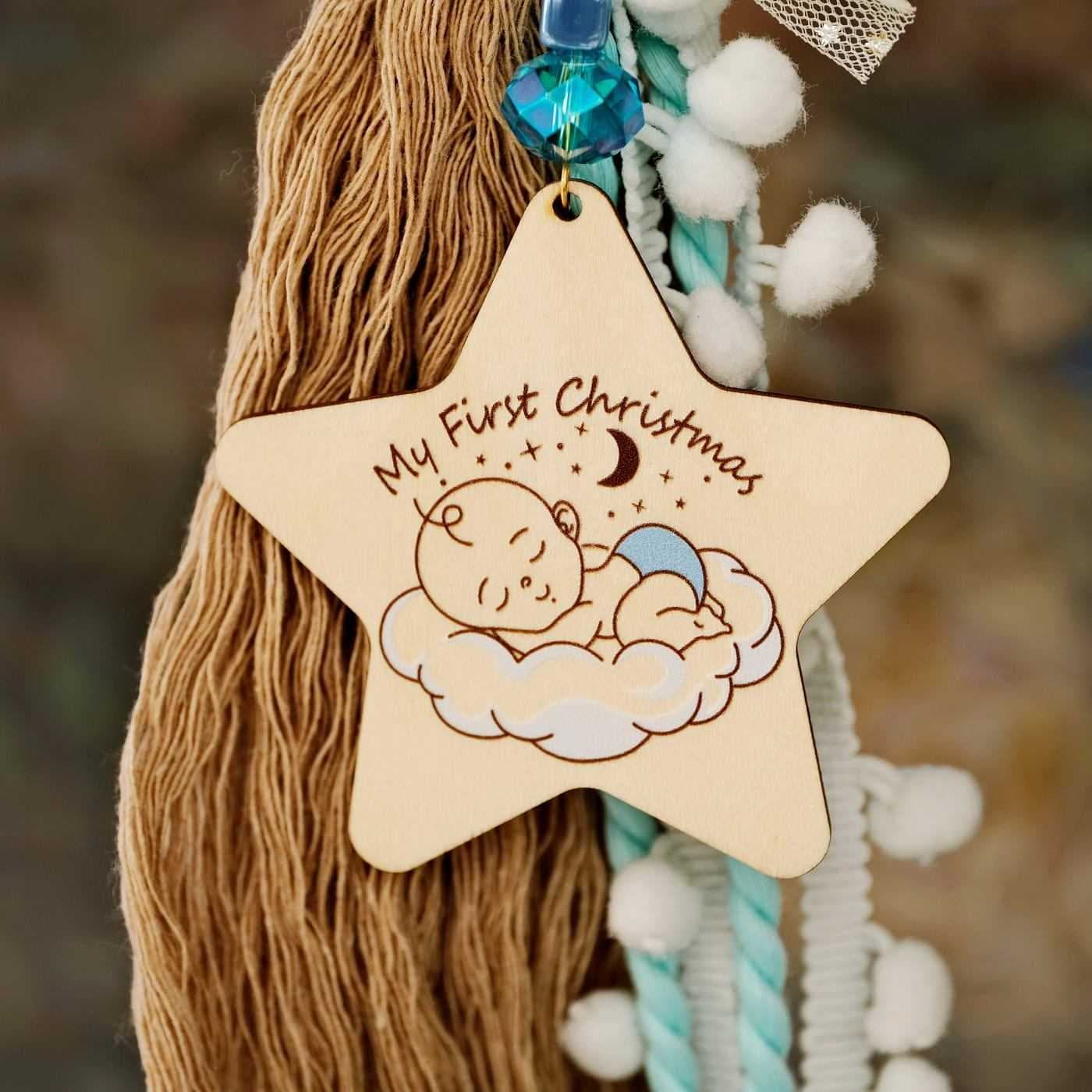 Wooden lucky charm My first Christmas — Pendants & charms from Toolittle