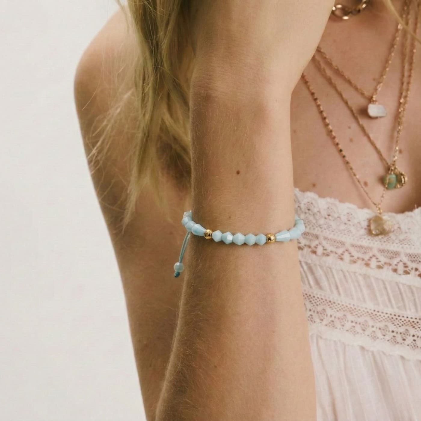 Macramé Bracelet with Crystals & Semiprecious Stones | Jade — Bracelets from Toolittle