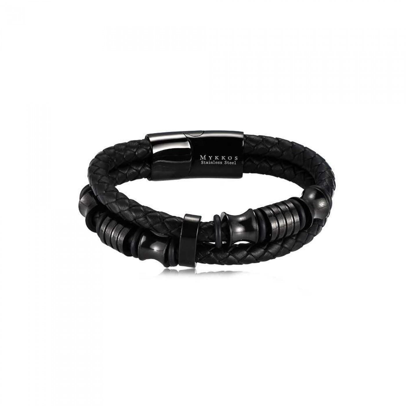 Men's bracelet of stainless steel and leather — Bracelets from Toolittle