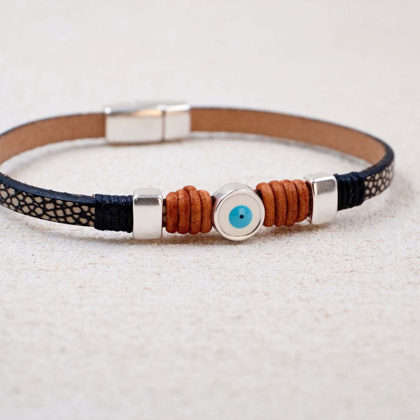 Evil Eye Leather Men's Bracelet — Bracelets from Toolittle