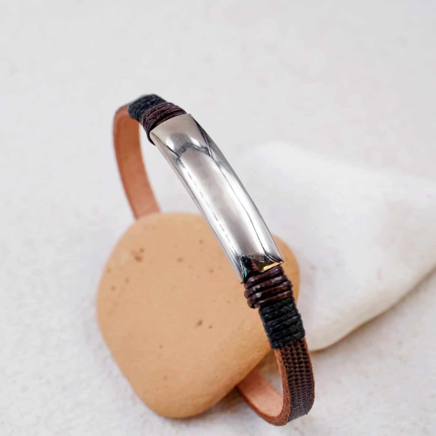 Name Tag Leather Men's Bracelet — Bracelets from Toolittle