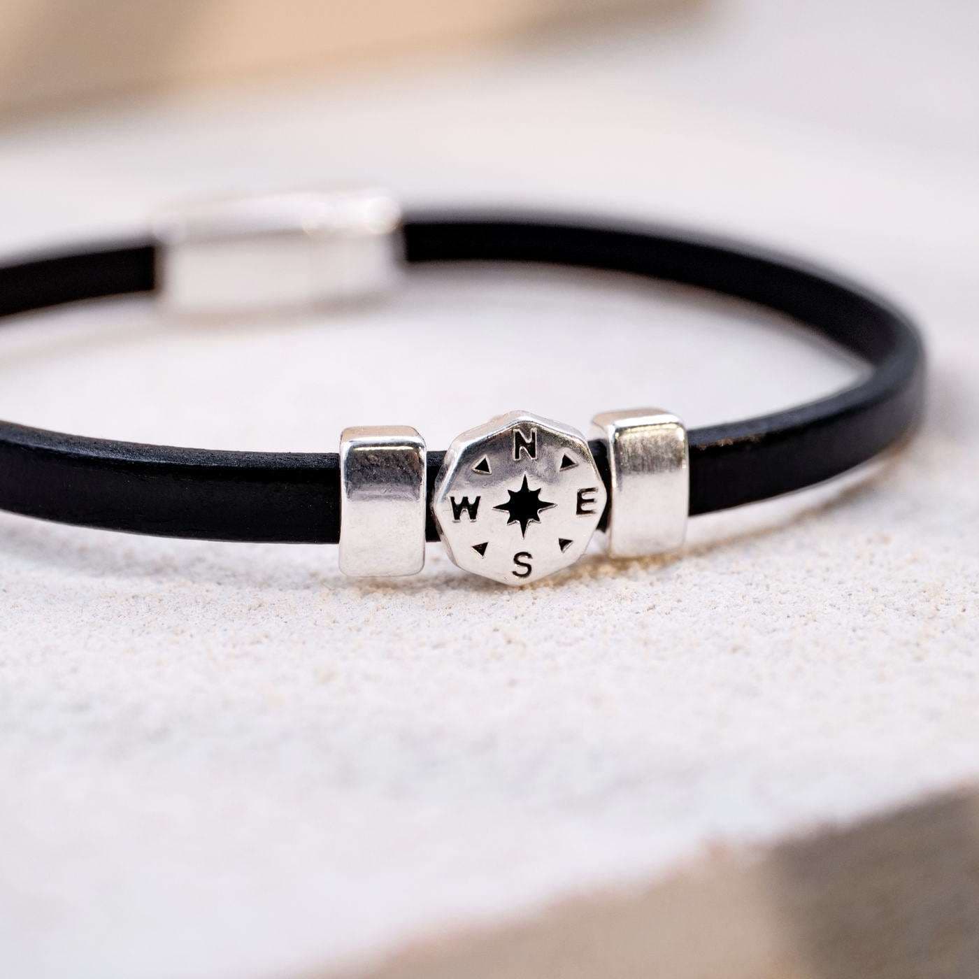 Compass Leather Men's Bracelet — Bracelets from Toolittle