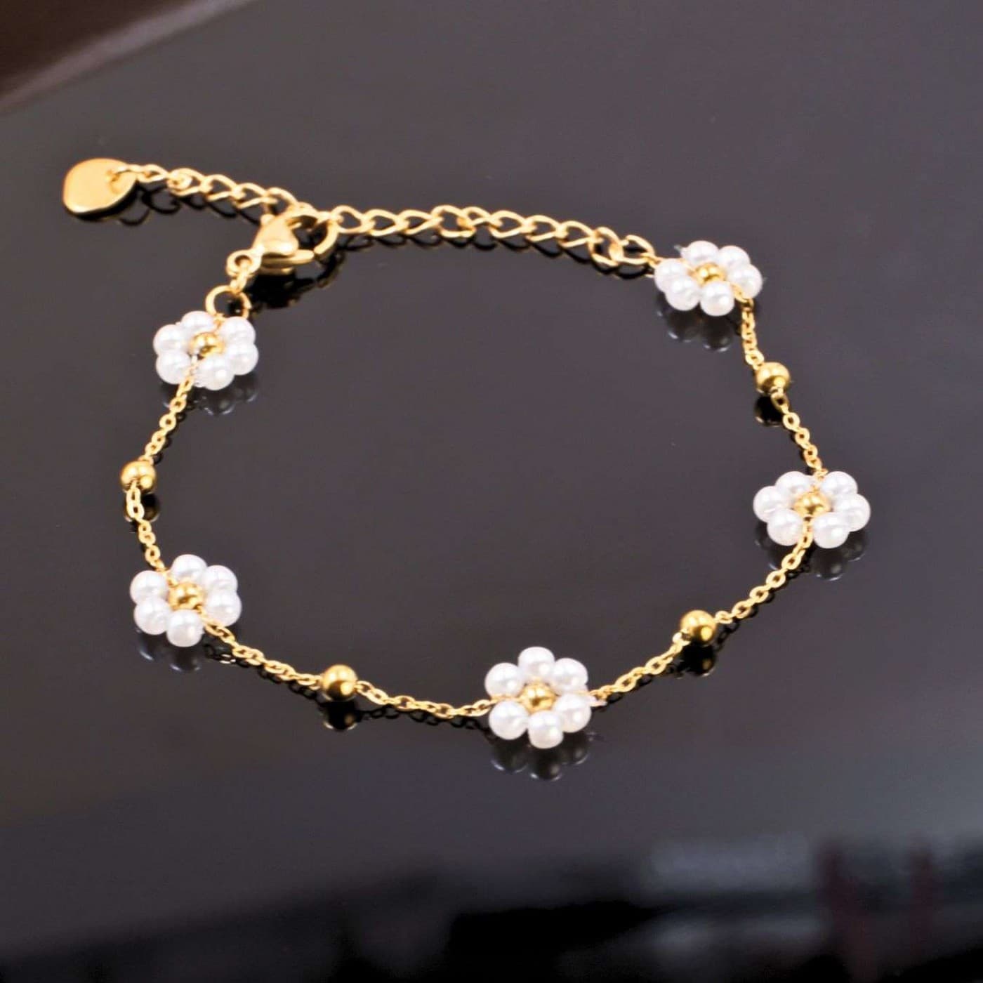 Stainless Steel Jewelry: Pearl Daisies Bracelet — Bracelets from Toolittle
