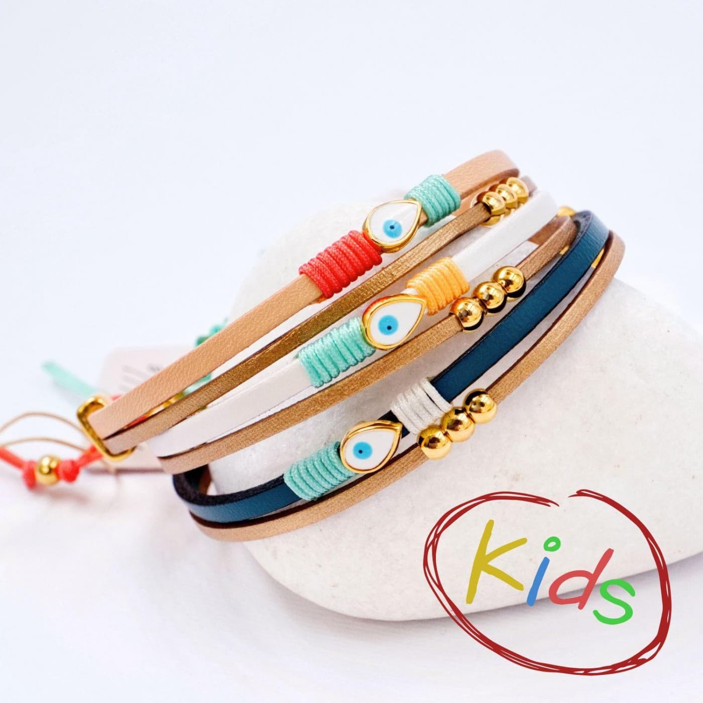 Evil Eye Leather Kids Bracelet — Bracelets from Toolittle