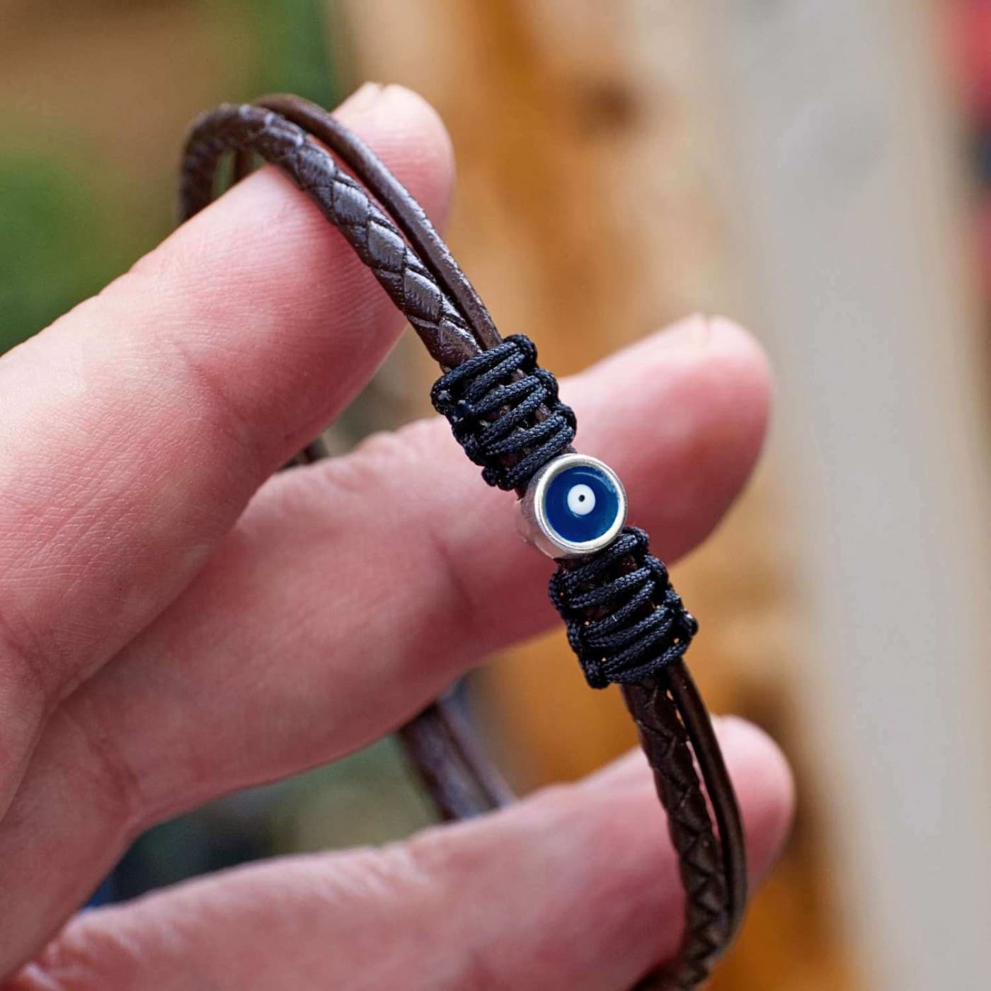 Evil Eye Leather Men's Bracelet — Bracelets from Toolittle