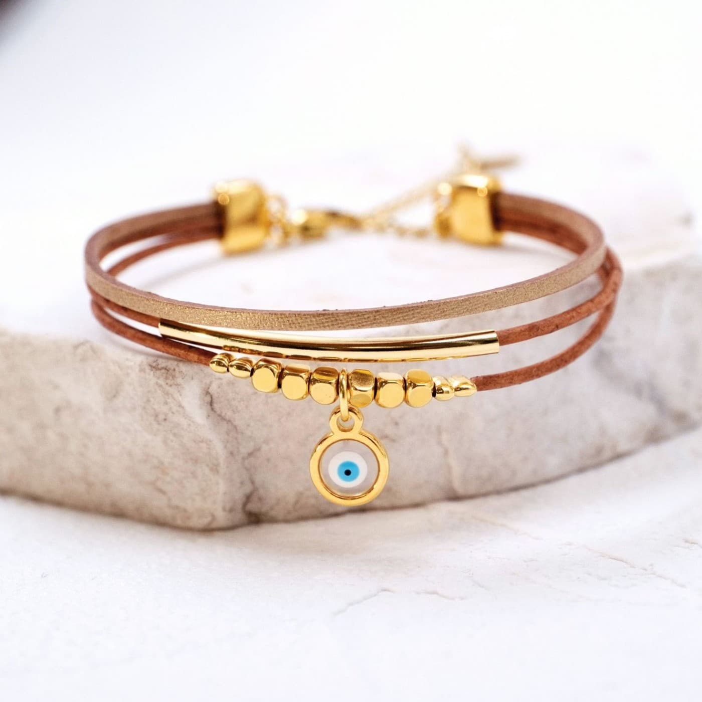 Leather Bracelet with Evil Eye — Bracelets from Toolittle