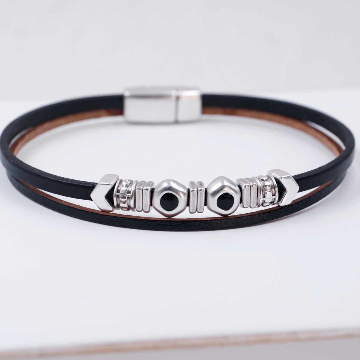 Black Leather Men's Bracelet — Bracelets from Toolittle