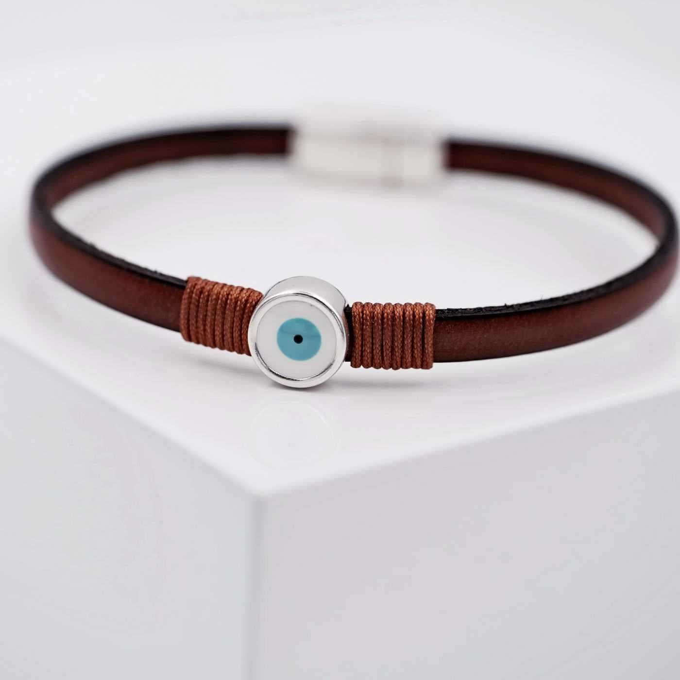 Men's leather bracelet with evil eye — Bracelets from Toolittle