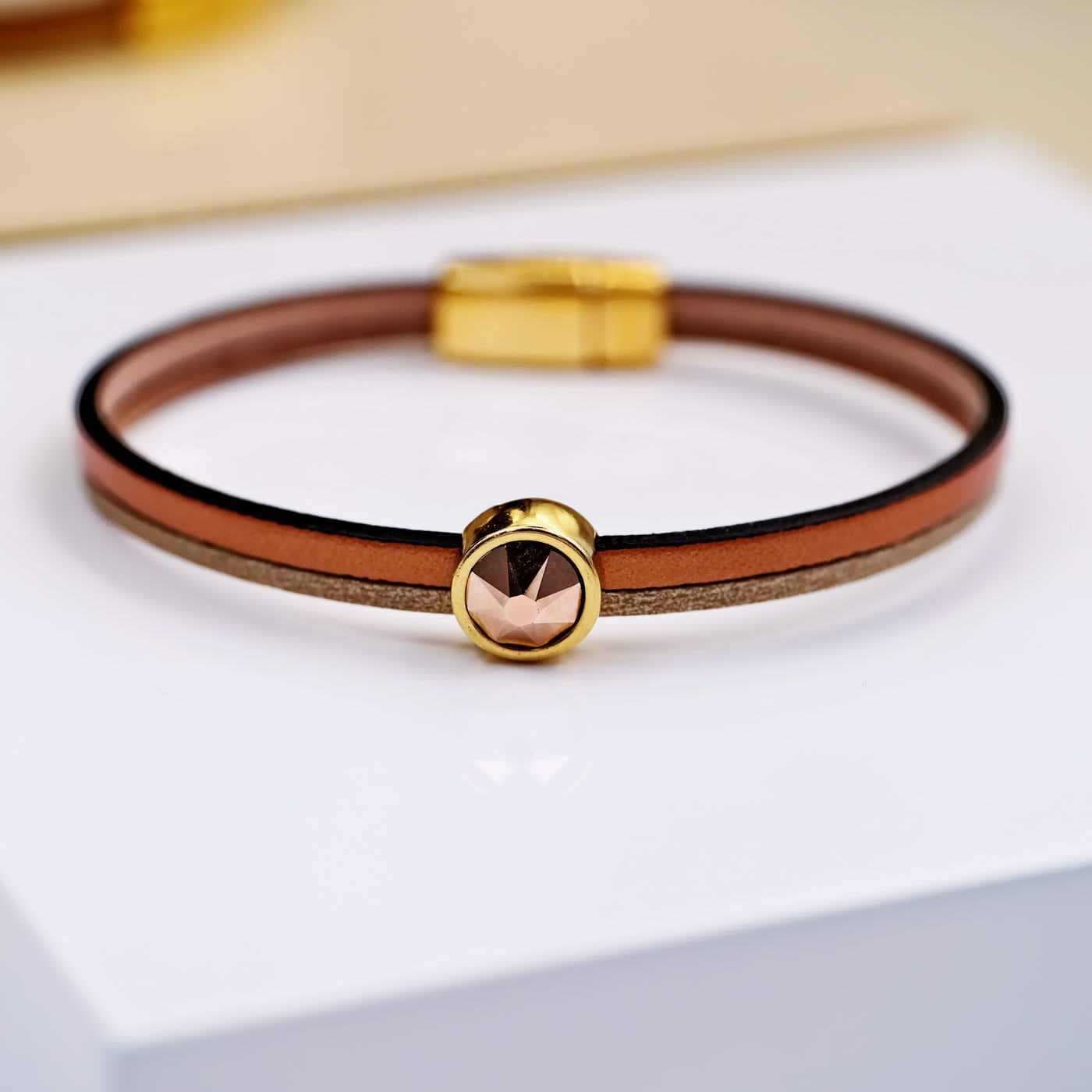 Leather bracelet with crystal — Bracelets from Toolittle