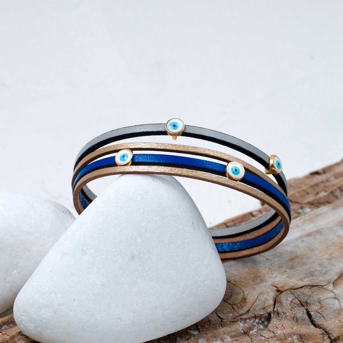 Tiny Evil Eyes Leather Bracelet — Bracelets from Toolittle
