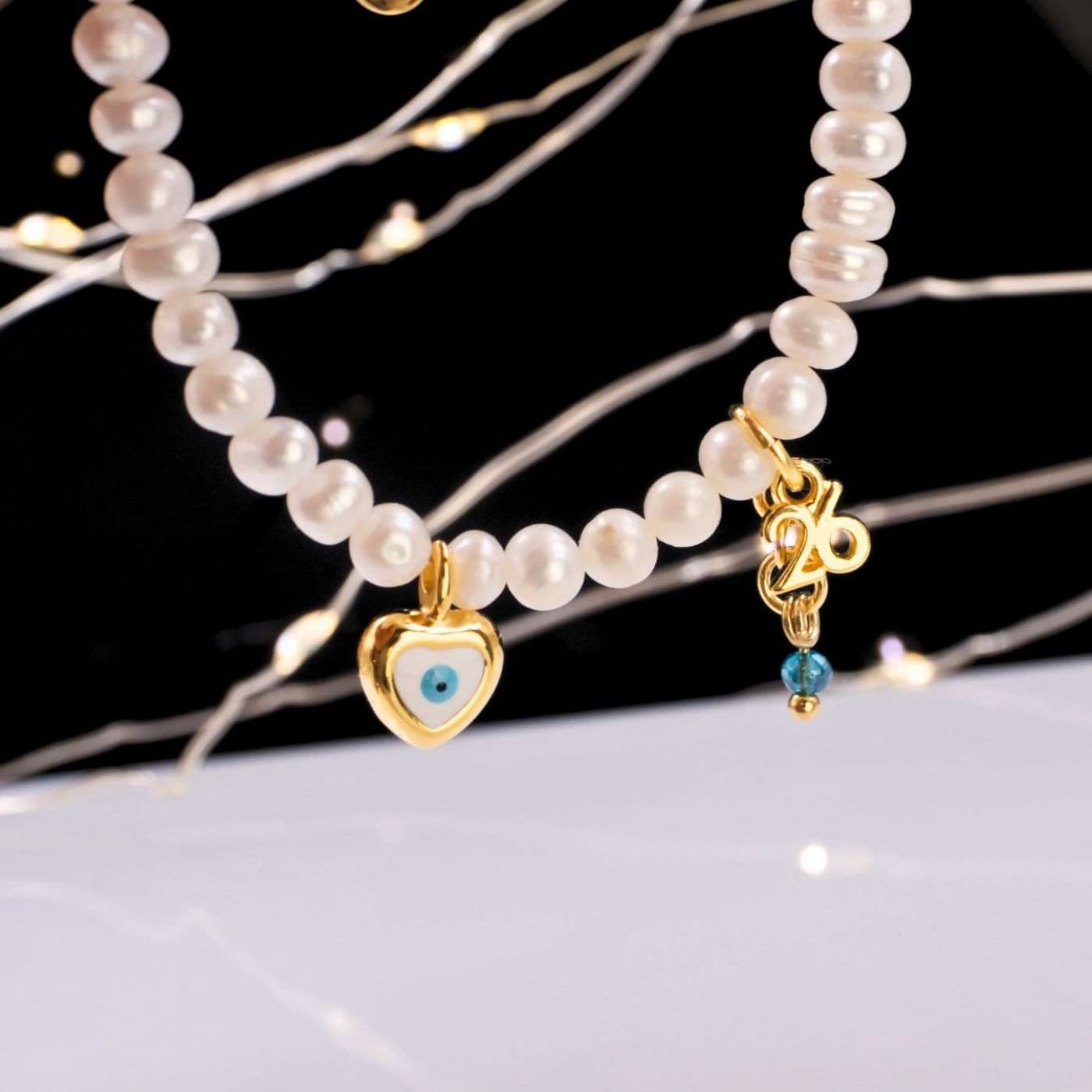 2026 Lucky Bracelet: Fresh Water Pearls & Metal Heart — Pendants & charms from Toolittle