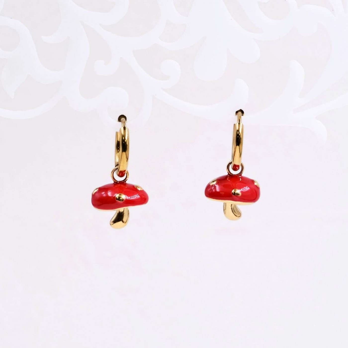 Stainless Hoop Earrings | Enamelled Mushroom — Earrings from Toolittle