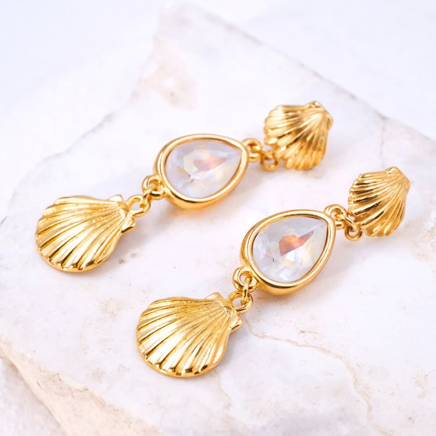 Sea Shell Earrings with Swarovski Crystals — Earrings from Toolittle