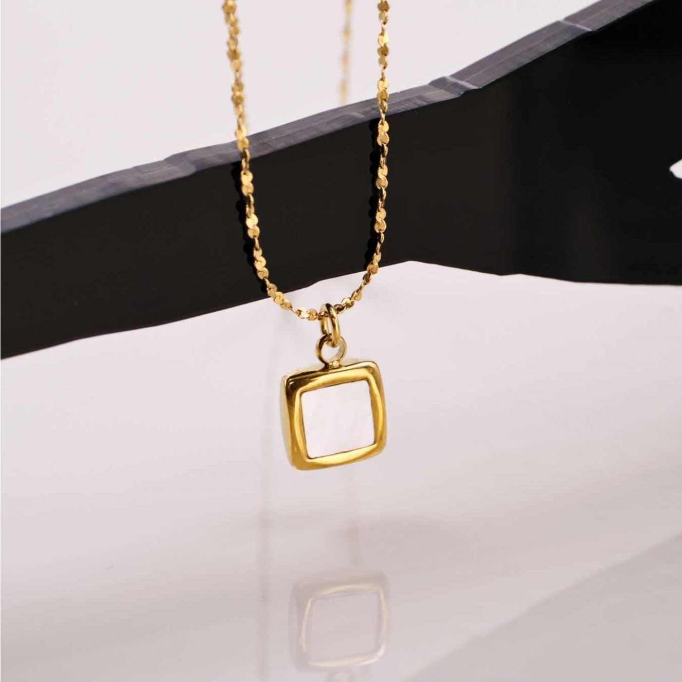 Gold-plated Necklace - Stainless Steel & Mother of Pearl — Necklaces from Toolittle