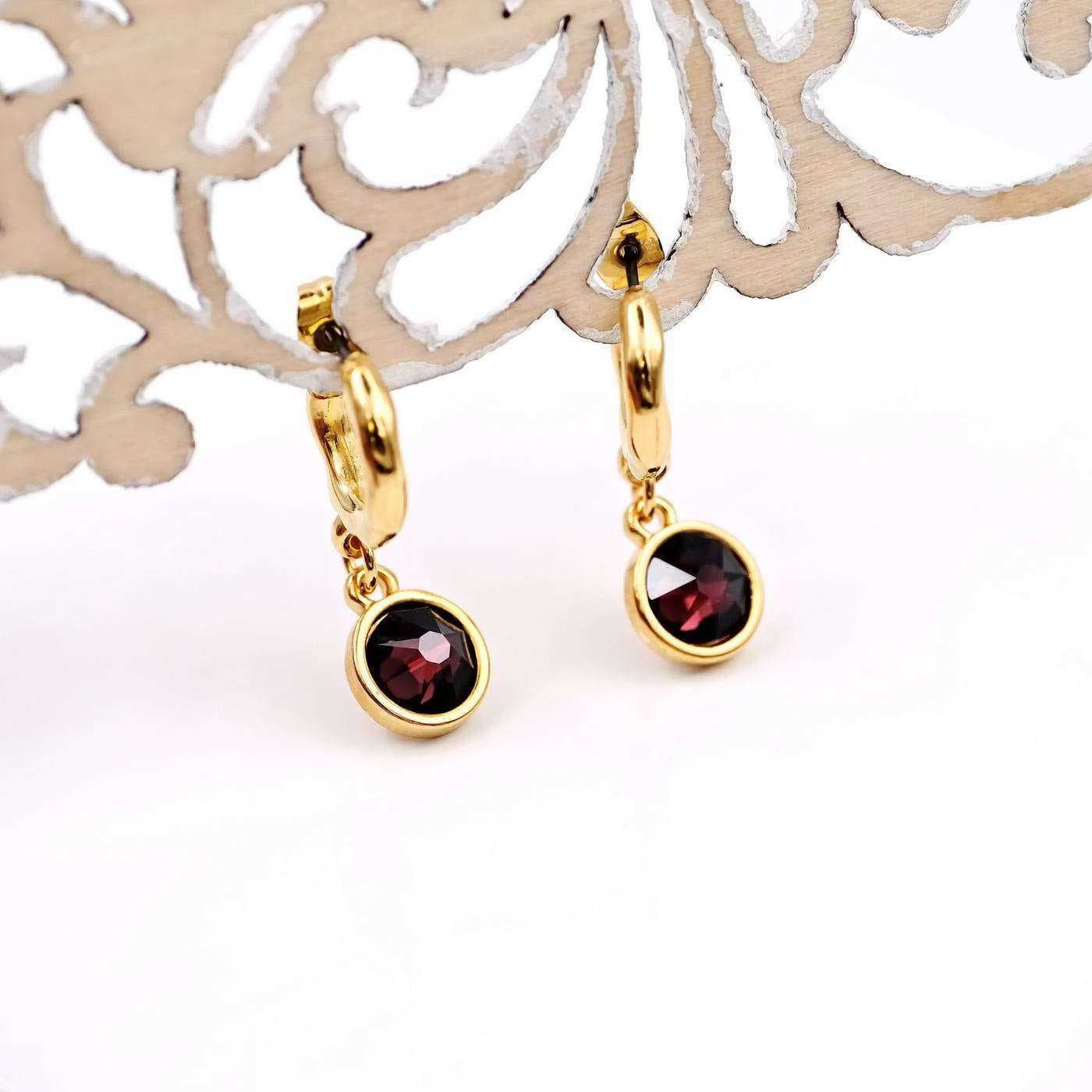 Gold-plated hoop earrings with crystals — Earrings from Toolittle
