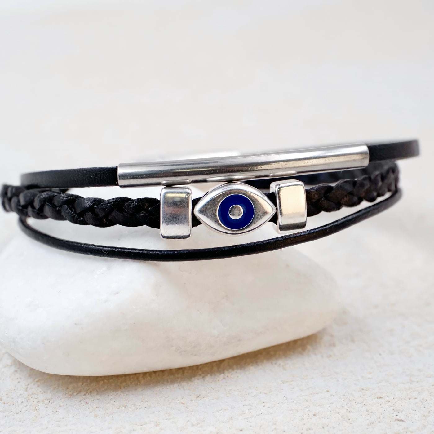 Evil Eye Leather Men's Bracelet — Bracelets from Toolittle