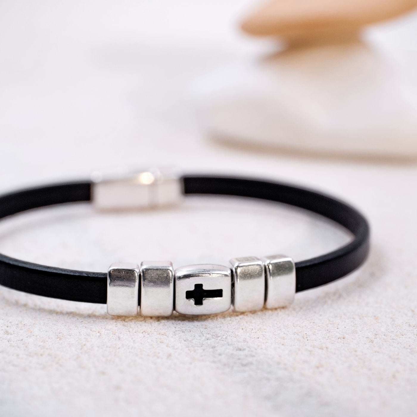 Cross Leather Men's Bracelet — Bracelets from Toolittle