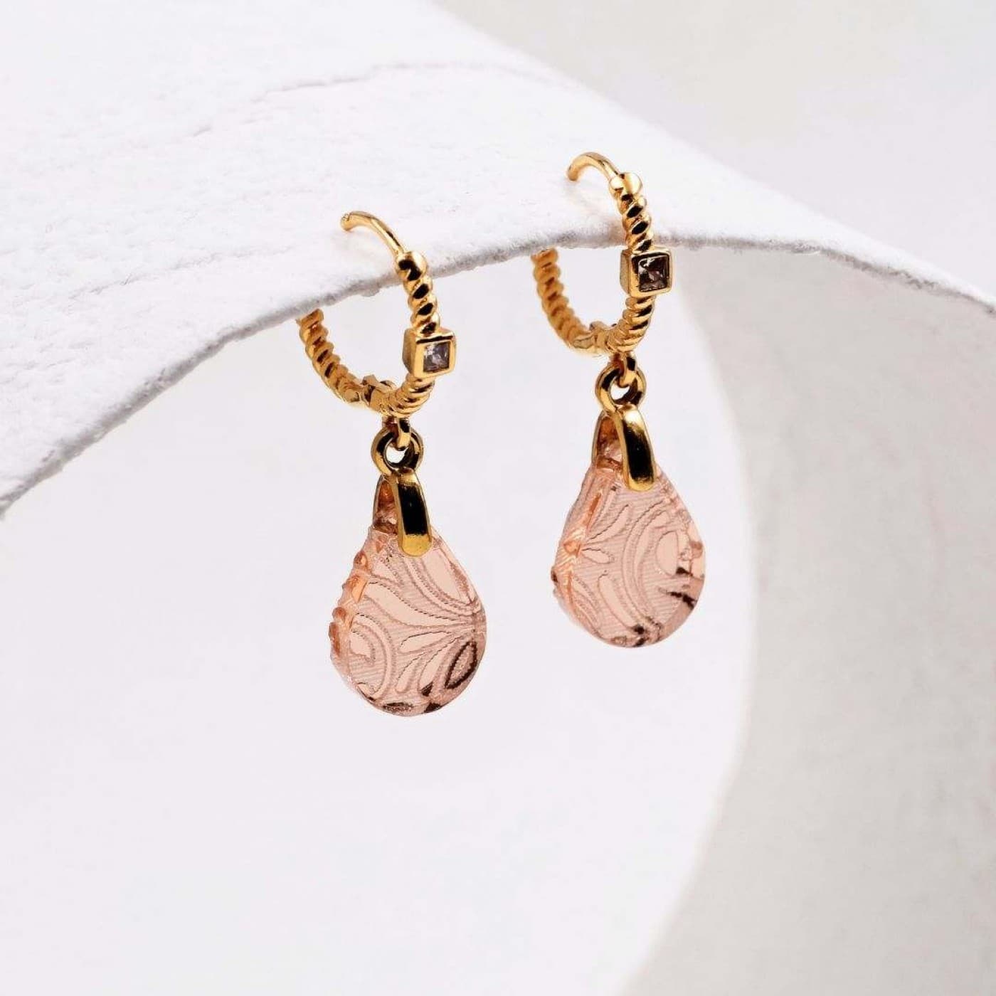Drop Earrings | Plexiglass with Pattern - Salmon — Earrings from Toolittle