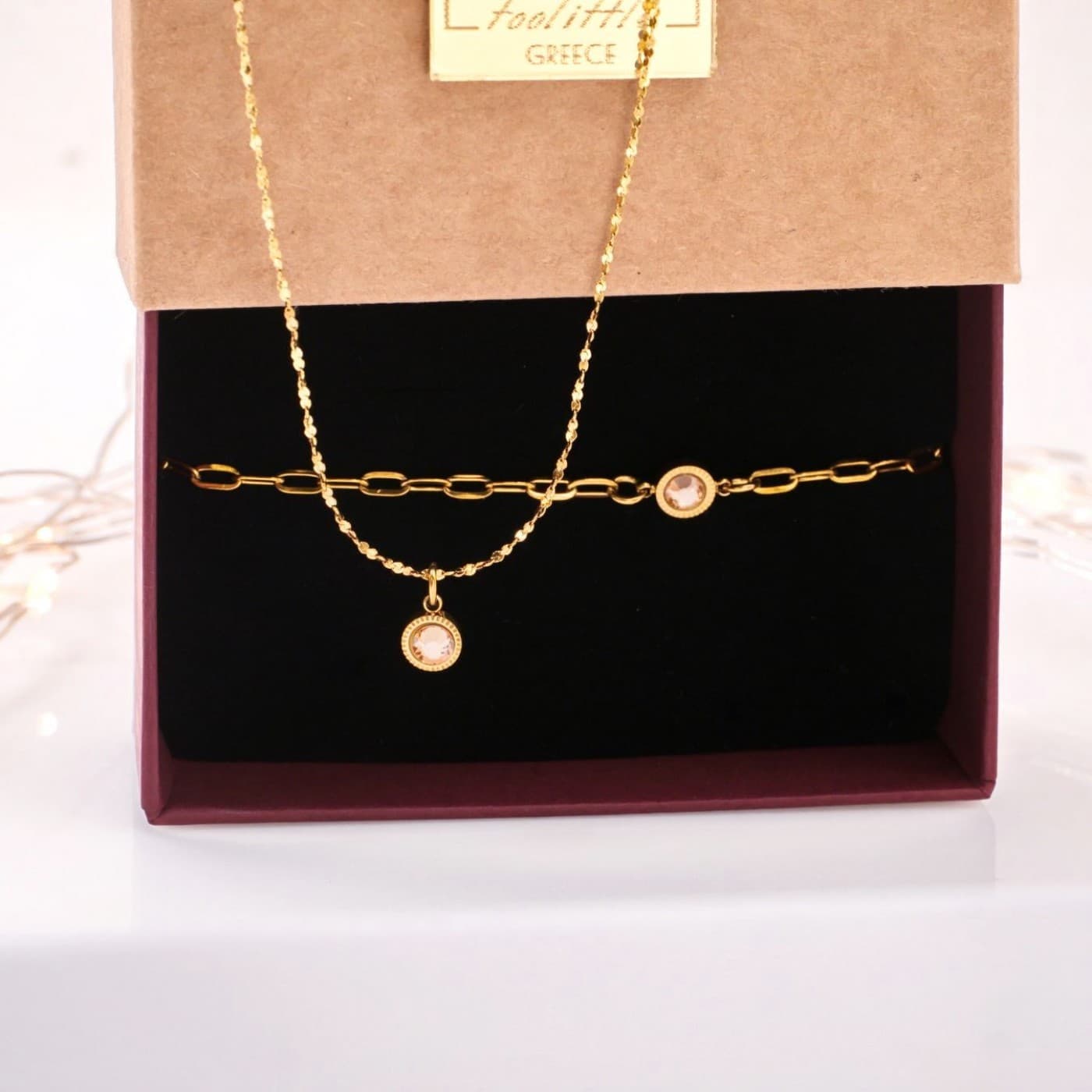 Necklace & Bracelet Set with Crystals – Gift Box Included — Bracelets from Toolittle