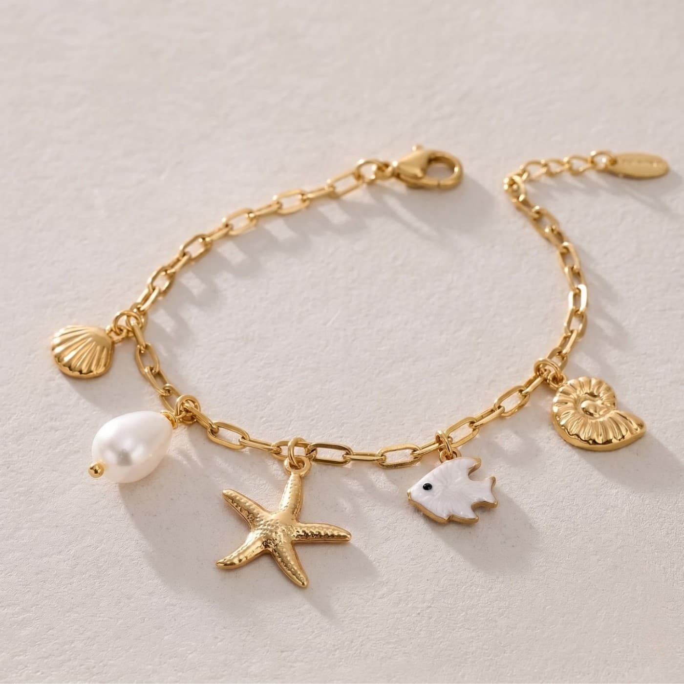 Stainless Steel Jewelry: Starfish & Fresh Water Pearl Bracelet — Bracelets from Toolittle