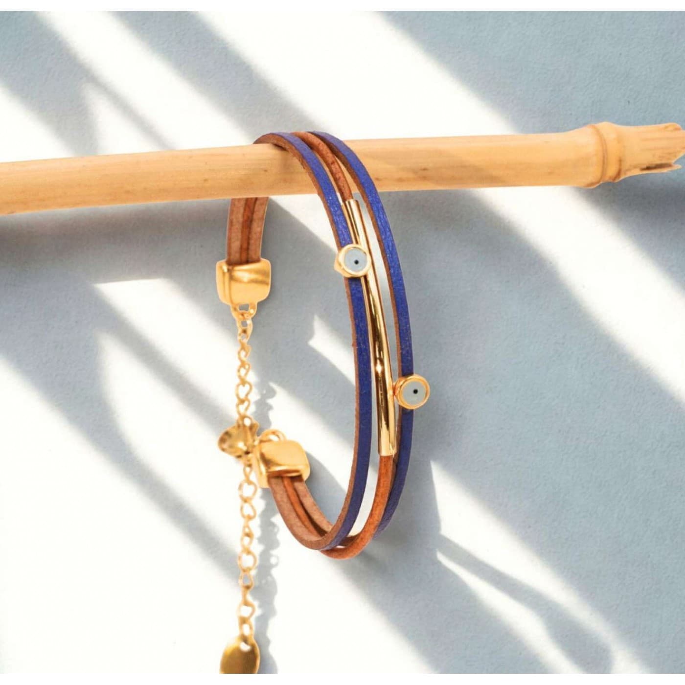 Leather Bracelet with Evil Eyes — Bracelets from Toolittle