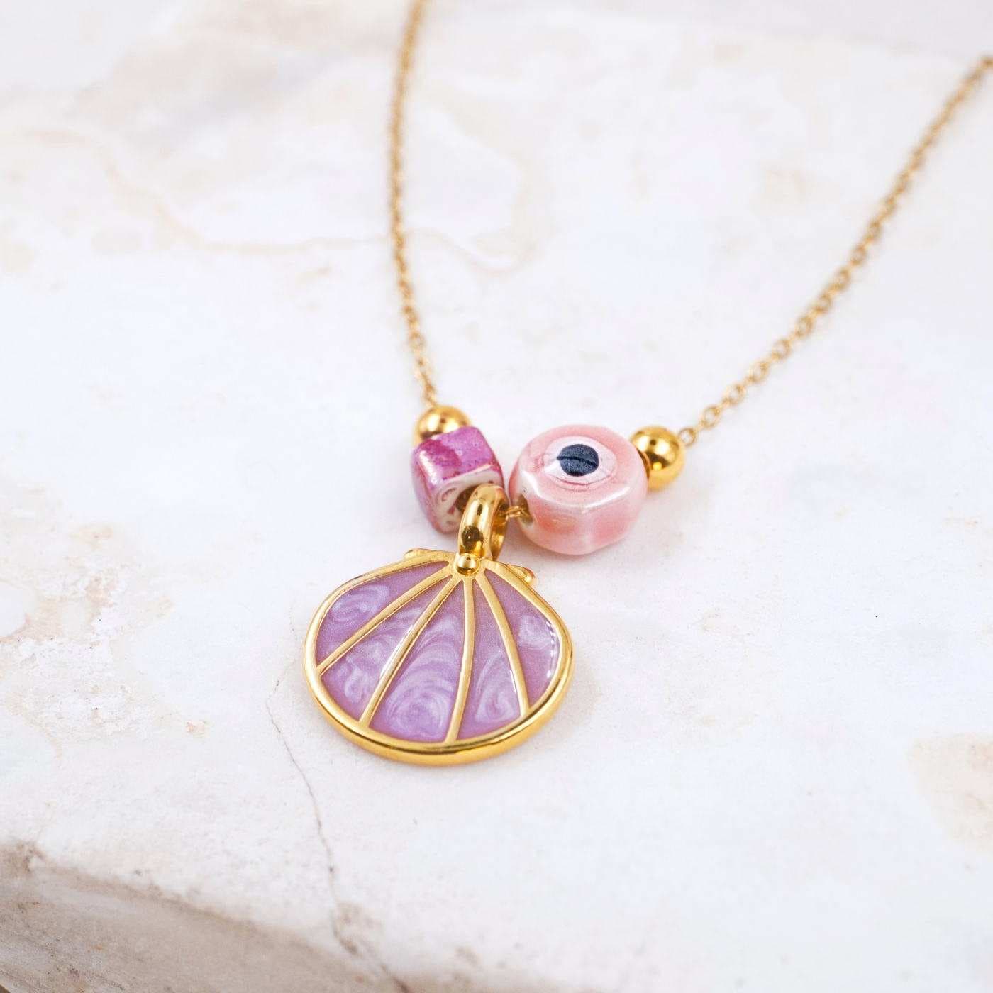Enamelled Shell & Evil Eye Necklace — Necklaces from Toolittle