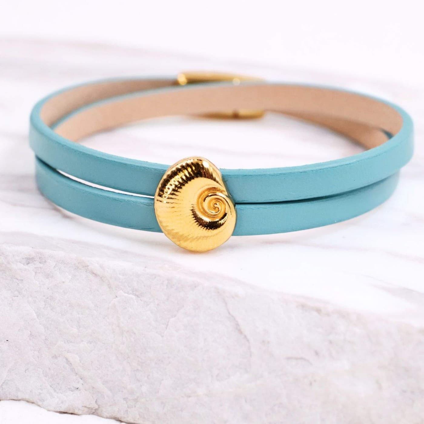 Double-wrapped Leather Bracelet | Golden Sea Shell — Bracelets from Toolittle