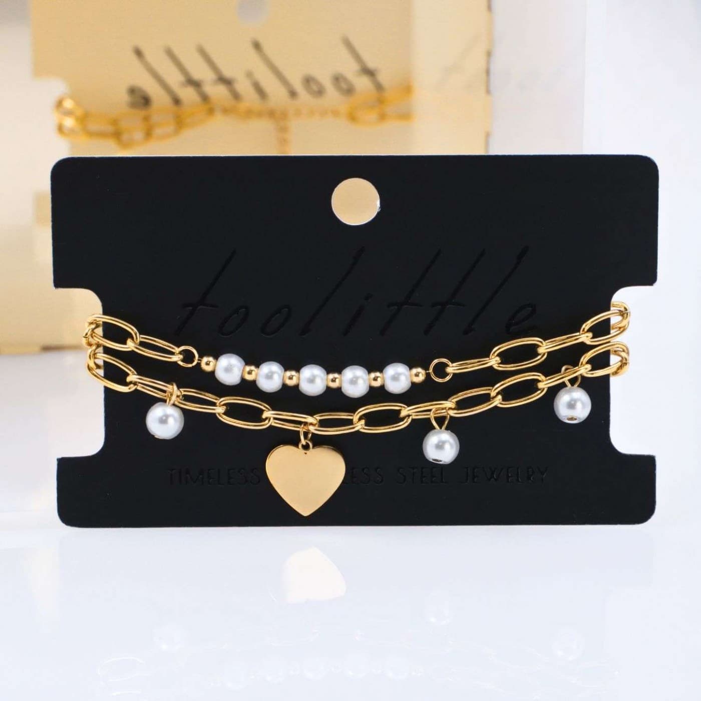 Stainless Steel Jewelry: Heart & Pearls Bracelet — Bracelets from Toolittle