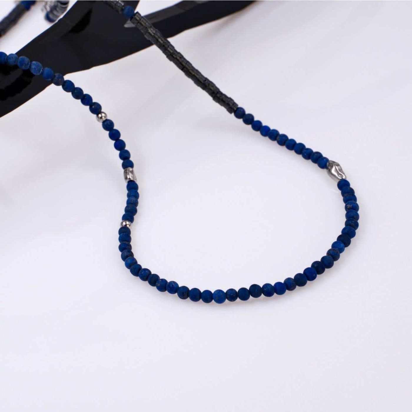 Men's Necklace - Stainless Steel, Hematite & Lapis Lazuli — Necklaces from Toolittle