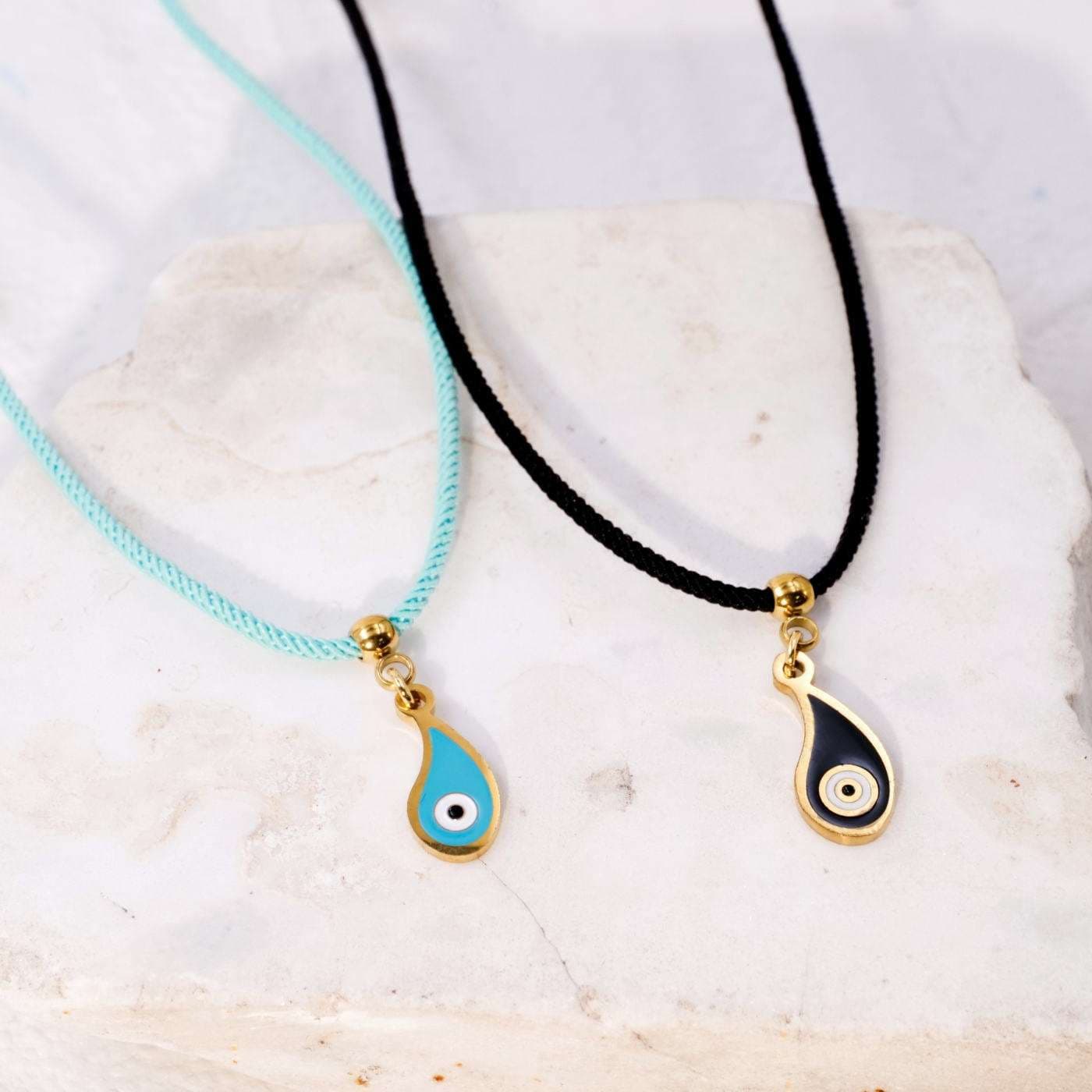 Short Stainless Steel Necklace with Evil-eye Drop — Necklaces from Toolittle