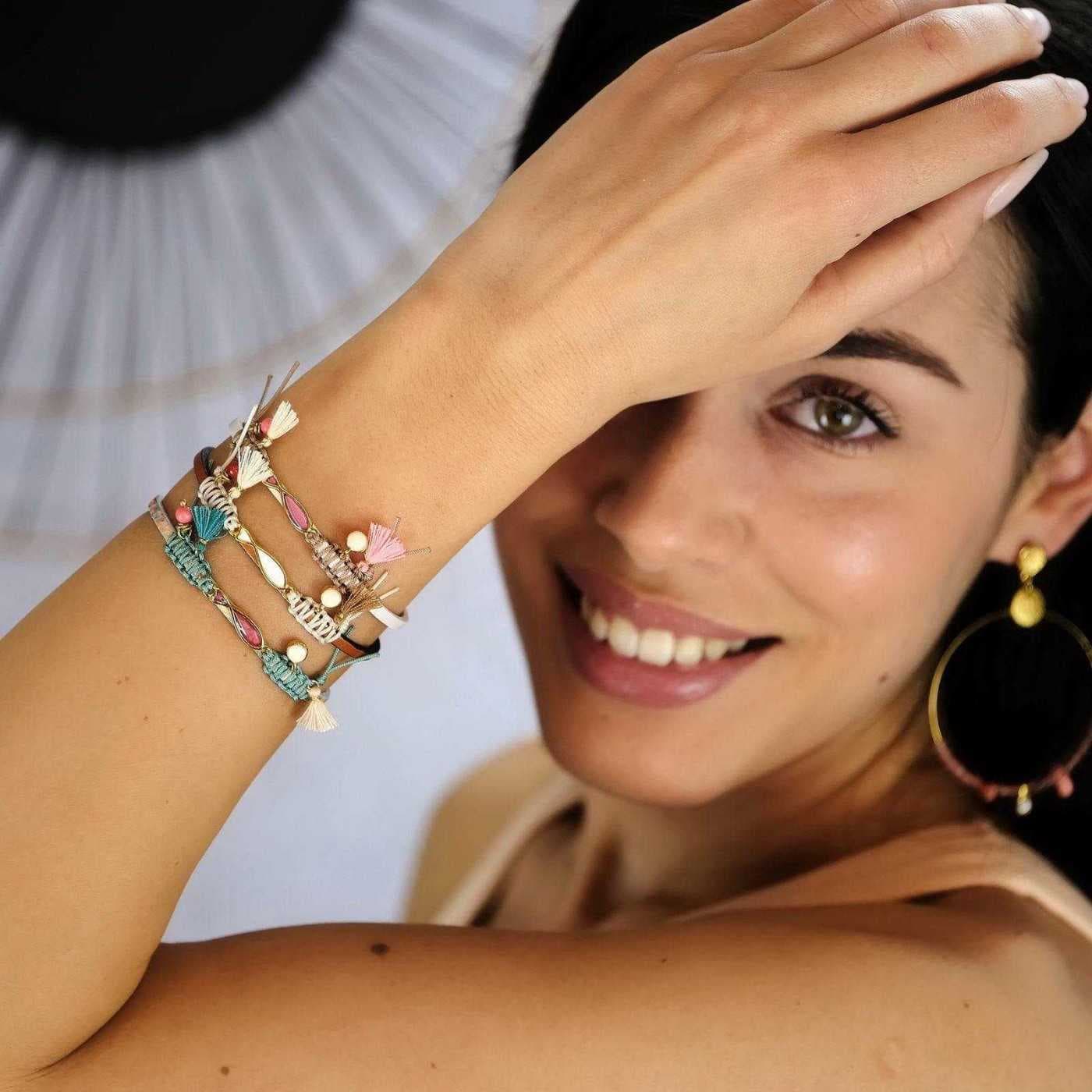 Leather bracelet with vitraux glass — Bracelets from Toolittle
