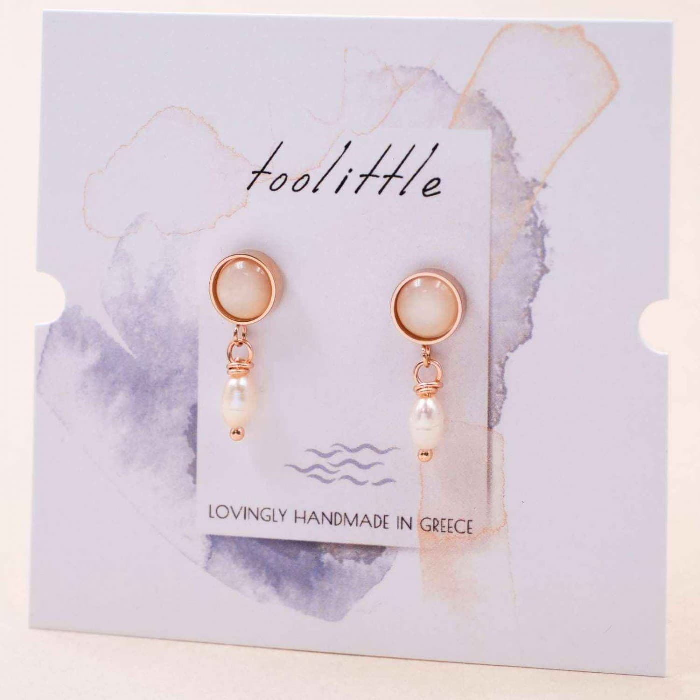 Stone Rose Gold-plated Inox Earrings — Earrings from Toolittle